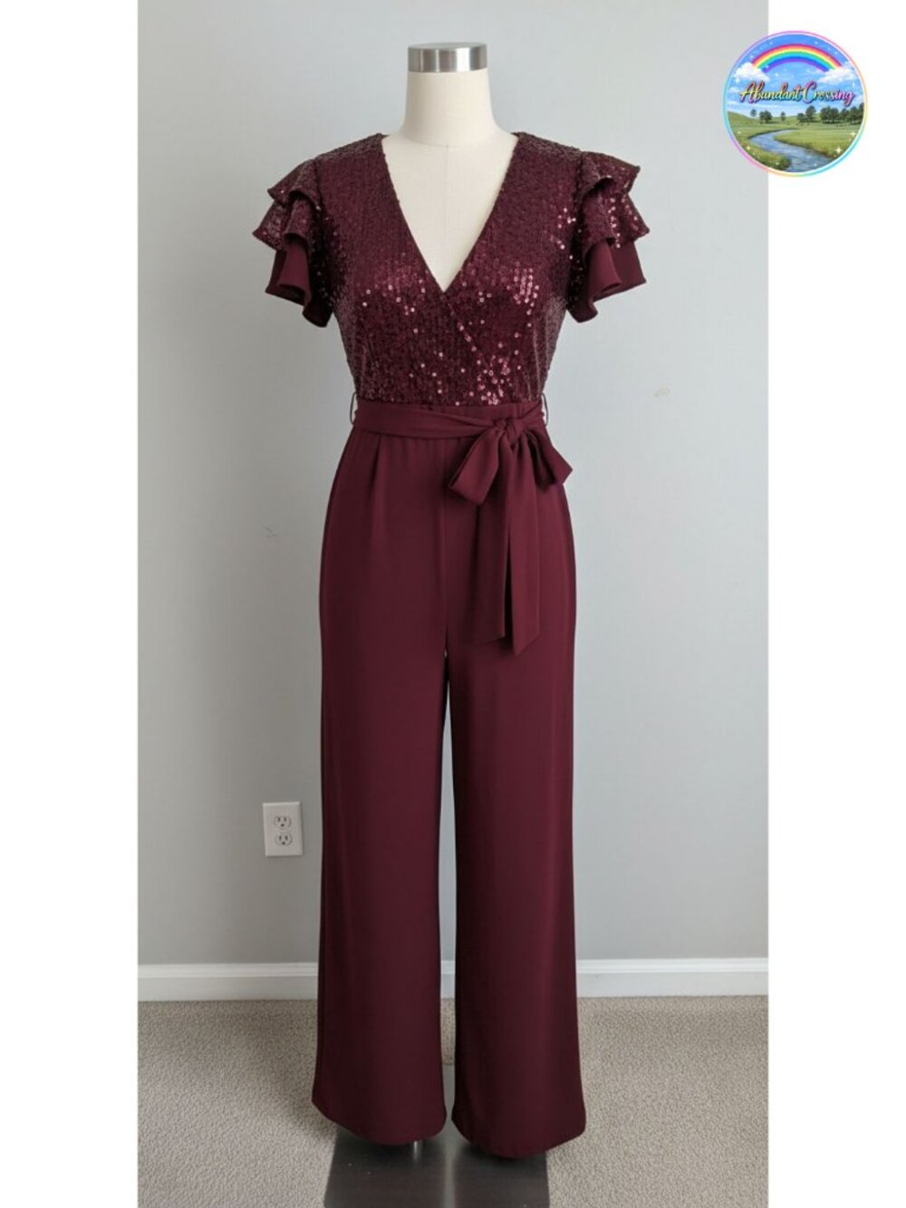 Sequin Wide Leg Jumpsuit Womens Dressy V Neck Cocktail Party Romper